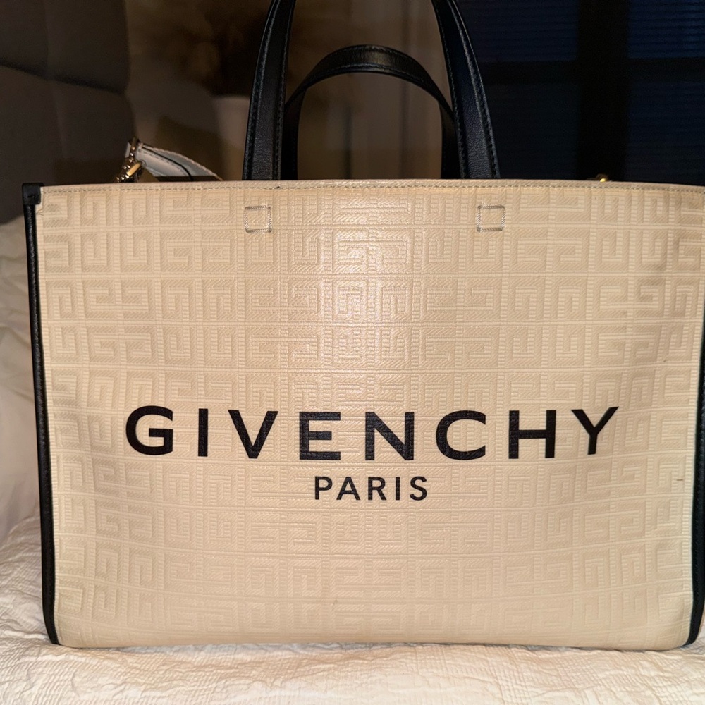 Givenchy Cream and Black Logo Tote